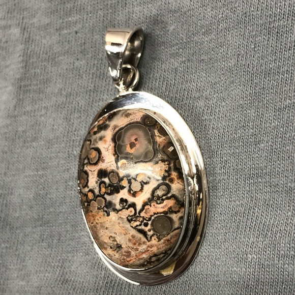 Vintage RARE Taxco Leopard Jasper Sterling 925 Pendant - Picture 5 of 12